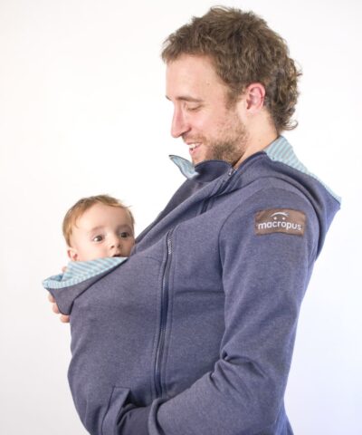Baby carrying and pregnancy coat – blue jeans sweatshirt