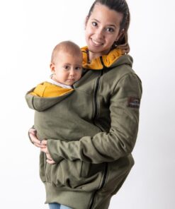Sudadera porteo, embarazo y estándar caqui + insertable-Talla pequeña