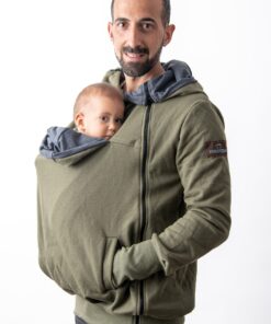 Sudadera porteo, embarazo y estándar caqui + insertable-Talla grande