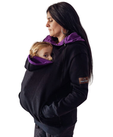 Sudadera porteo, embarazo y estándar negra + insertable-Talla pequeña