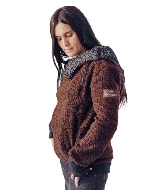 Abrigo porteo, embarazo y estándar chocolate+ insertable-Talla grande - Imagen 2