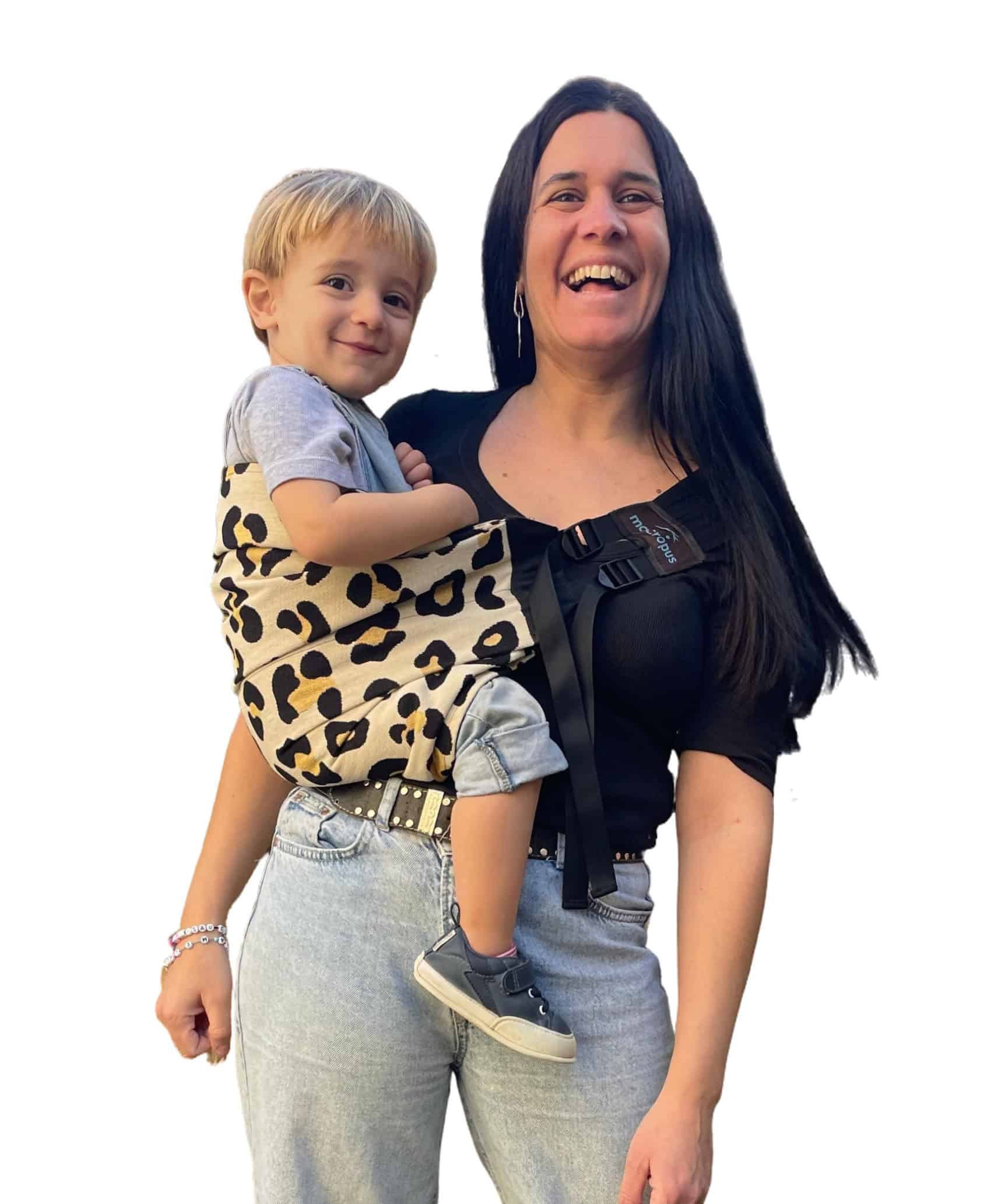 Bandolera porteo toddler camel leopardo