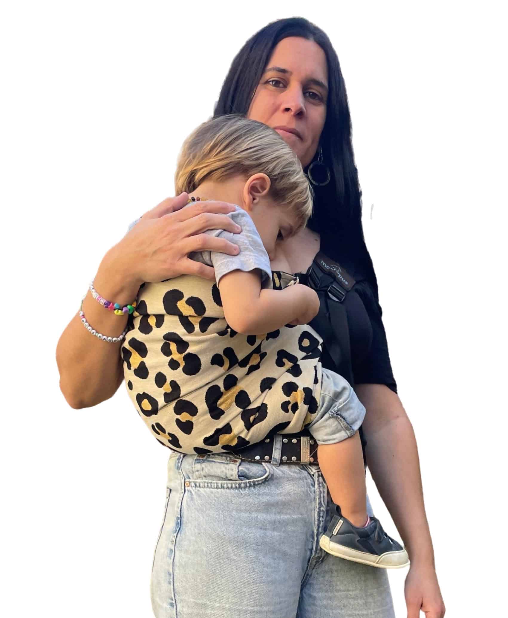 Bandolera porteo toddler camel leopardo - Imagen 2