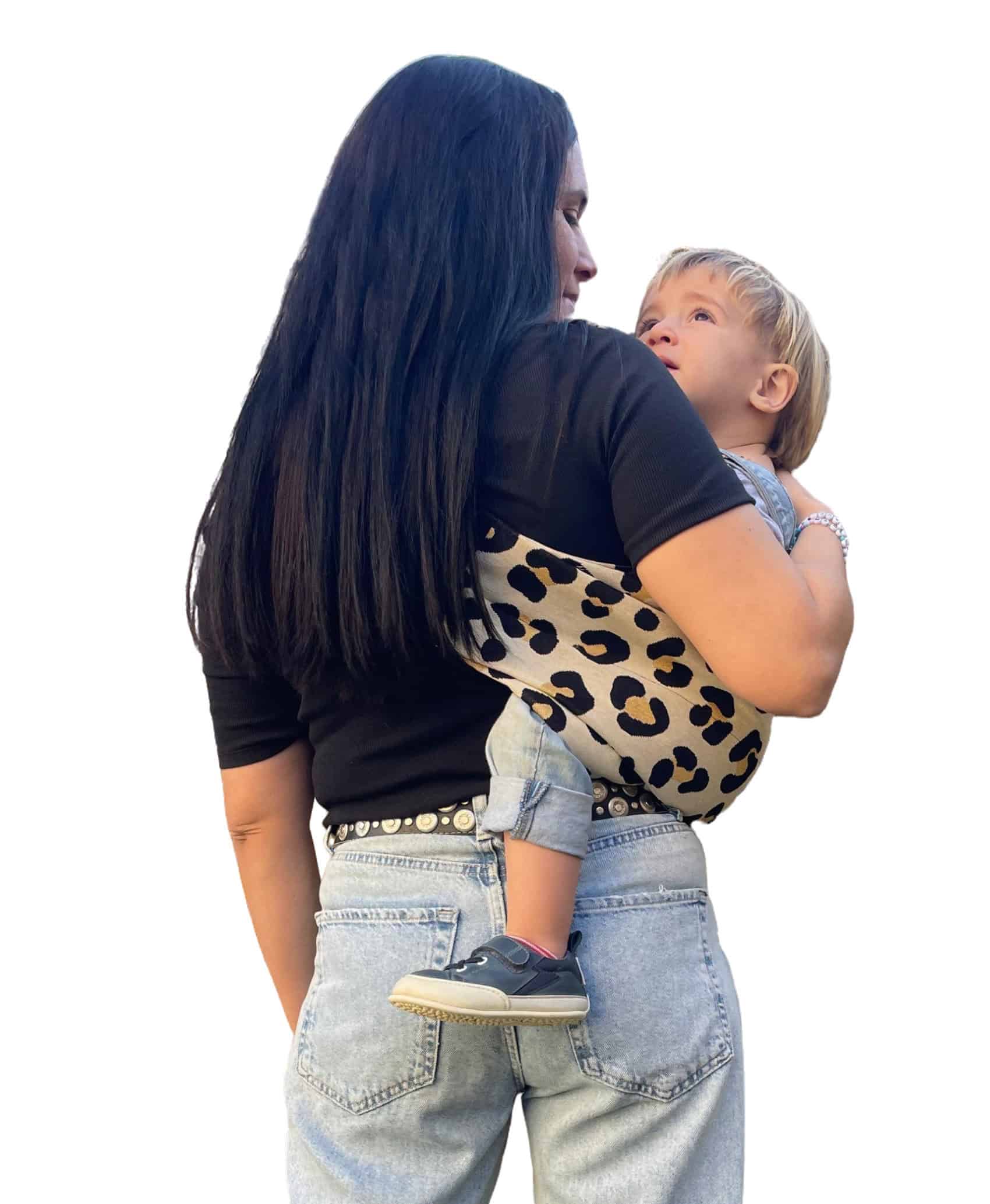 Bandolera porteo toddler camel leopardo - Imagen 3