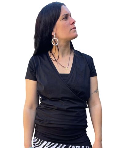 Camiseta lactancia y embarazo negra - Manga corta